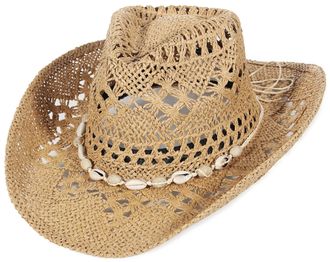 Eozy Men & Womens Summer Cowboy Cowgirl Straw Hat Hollow Out Style Roll Up Brim Beach Sun Hat for Ladies Coffee