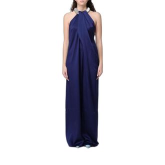 Stella McCartney Abito lungo in raso - Dames - Jurken - Blauw - Maat: S Satijn