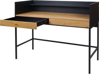 Hhg Hhg - Nunca Usado] Escritorio 234, Mesa De Oficina Mesa De Ordenador Escritorio De Trabajo, Caj&oacute;n 120x50cm Madera Metal, Aspecto Roble
