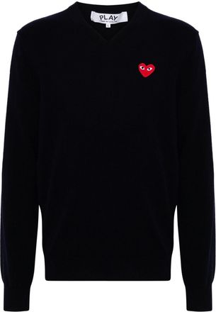 Comme Des Gar&ccedil;ons logo-patch wool jumper - men - Wool - M - Blue