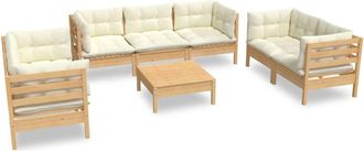 vidaXL Muebles De Jard&iacute;n 8 Piezas Cojines Madera Maciza De Pino Vidaxl