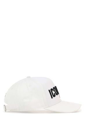 Dsquared2 Mens White Gabardine Baseball Cap Bianconerorosso Exterior: Cotton Cappelli Hat