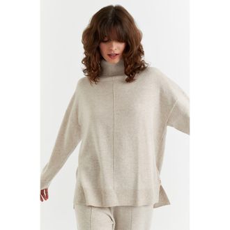 Chinti and Parker Relaxed Roll Neck Wool & Cashmere Sweater in Cream at Nordstrom, Size X-Small