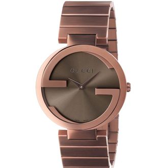 Gucci YA133317 Interlocking Brown Dial Unisex Watch Stainless Steel - One Size
