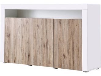 Habitat et Jardin Aparador Led bogota - 155 X 40 X 92 Cm - Roble/blanco Lacado