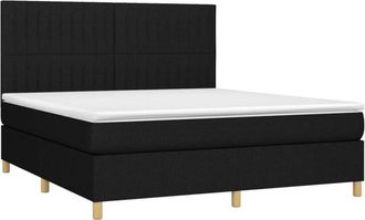 vidaXL Vidaxl - Cama Box Spring Colch&oacute;n Y Luces Led Tela Negro 160x200 Cm