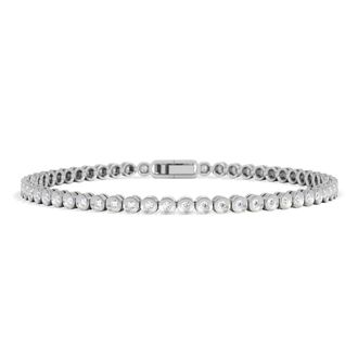The Diamond Store 1ct Lab Diamond Tennis Bracelet Rub Over Style in 925 Sterling Silver