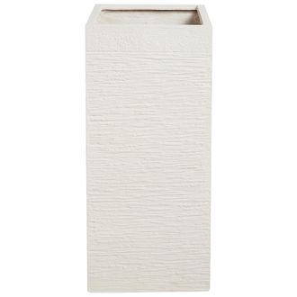 Beliani Maceta Alta De Arcilla Para Jard&iacute;n 26 X 26 X 60 Cm Resistente A Los Rayos Uv Beige Claro Dion