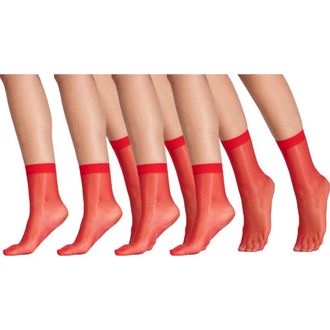 Lechery 4 Pairs of Glossy Sheer Socks in Red at Nordstrom