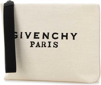 Givenchy Womens Ivory Canvas Pouch Beigeblack Beauty Case