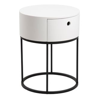Furniture To Go Polo Round Bedside Table in White & Black