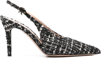 Gianvito Rossi 85mm Robbie slingback pumps - women - Calf Leather/Fabric/Calf Leather - 38.5 - Black