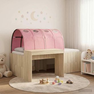 Berkfield Home Bed with Tunnel 3 pcs Sonoma Oak & Pink Engineered Wood in Brown
