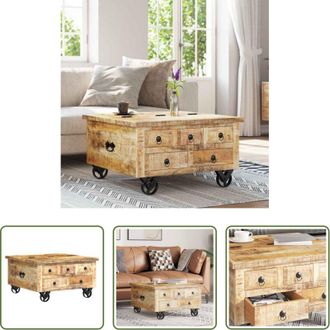 vidaXL vidaXL Tavolino industriale - Tavolino da Salotto in Legno di Mango Grezzo 70x70x40 cm