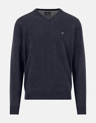 Fynch-Hatton Mens Pure Lambswool V-Neck Knit Navy - Size: 38