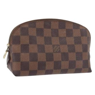 Louis Vuitton Pre-owned Damier Ebene Pouch - Dames - Vintage Tassen - Bruin - ONE Size - Leer - Vintage