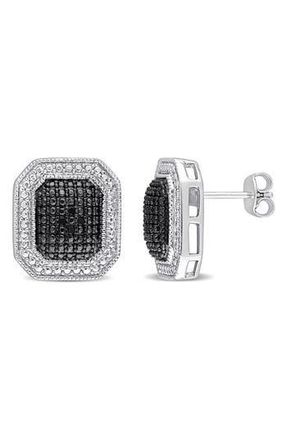 Delmar Halo Framed Black Diamond Stud Earrings - 0.048ctw at Nordstrom Rack