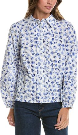 CeCe by Cynthia Steffe Collared Pintuck Ruffle Button Down Top