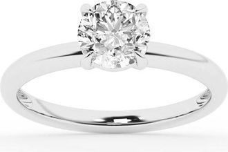 Grown Brilliance Lab Grown Diamond Engagement Ring in 10K White Gold, 1 Carat Round Cut Solitaire, Ring Size 7