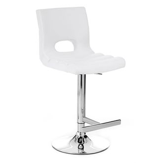 Oresteluchetta Taburete de bar regulable piel sint&eacute;tica blanca 95/115x40x53 cm