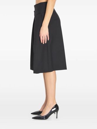 Chlo&eacute; double-belt pleated shorts - women - Virgin Wool - 40 - Black