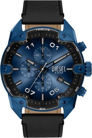 Diesel Spiked Blue Chronograph Leather Strap Watch, 49mm at Nordstrom
