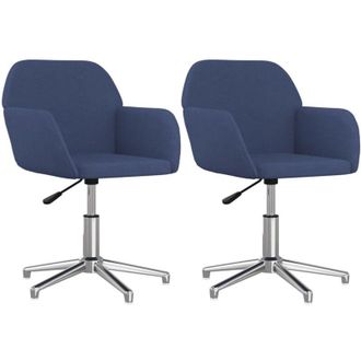 vidaXL Sillas De Comedor Giratorias 2 Unidades Tela Azul Vidaxl