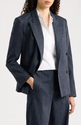 BOSS Jaleto Melange Virgin Wool Blend Blazer in Sky Captain Melange at Nordstrom, Size 10