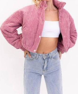 Le Lis Blanc Deux Muse Corduroy Puffer Jacket In Mauve