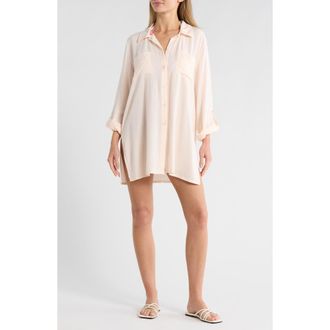 Betsey Johnson Beach Cover-Up Shirt in Light Pink at Nordstrom Rack, Size X-Large
