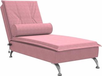 vidaXL Chaise Longue Massaggi con Cuscino Rosa in Velluto - Vidaxl
