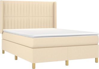 vidaXL Cama Box Spring Con Colch&oacute;n Tela Color Crema 140x200 Cm Vidaxl