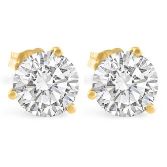 Pompeii3 6.00CT Round Diamond Studs 14k Yellow Gold Lab Grown Screw Back Earrings