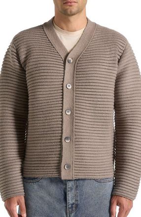 Mani&egrave;re De Voir Anton Ribbed Knit Cardigan in Taupe at Nordstrom, Size Xx-Large
