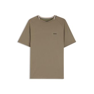 BOSS Active slim-fit T-shirt with signature-stripe collar