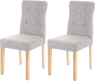 Hhg Hhg - Lote De 2 Sillas De Comedor 983, Silla De Comedor, Tela/textil Gris, Patas Claras