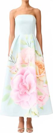 Elliatt Harper Strapless Gown In Baby Blue Floral