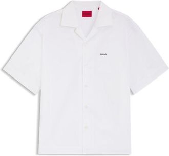 HUGO BOSS Oversized-fit shirt in paper-touch cotton