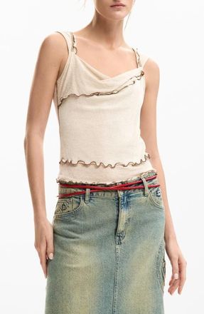 Desigual Lettuce Edge Sleeveless Top in Neutral Gray at Nordstrom, Size Medium