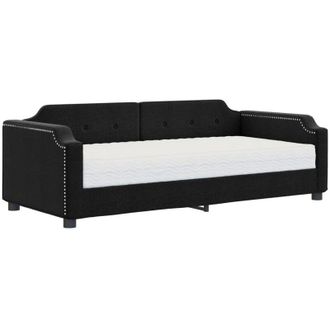 vidaXL Sof&aacute; Cama Con Colch&oacute;n Tela Negro 80x200 Cm Vidaxl
