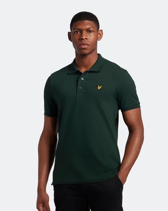 Lyle & Scott Mens Plain Polo Shirt in Green Cotton - Size X-Large