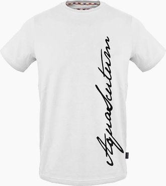 Aquascutum Mens Signature Print Crew Neck Short Sleeve T-Shirt - White - Size: 36