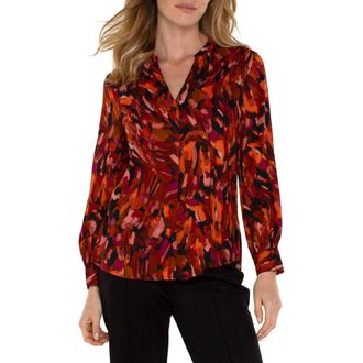 Liverpool Abstract Print Button-Up Shirt in Painted Cedar at Nordstrom Rack, Size X-Small