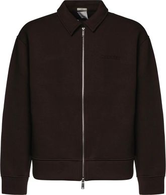 Calvin Klein Logo-embroidered Zip-up Jacket - Heren - Vesten met rits - Bruin - XL - Hoodies & sweatvesten