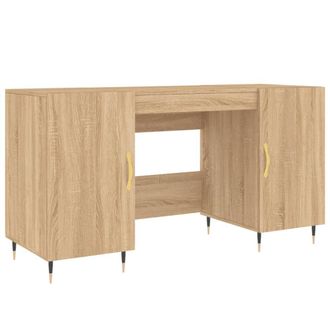 Berkfield Home Desk Sonoma Oak 140x50x75 cm Engineered Wood in Light Tan | Size: 140 x 50 x 75 cm