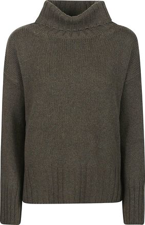 Aragona Relaxed Brown Cashmere Turtleneck Sweater