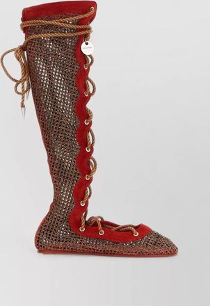 Kiko Kostadinov reticella boots mesh knee high laced