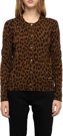 Zadig&Voltaire Missya Leopard Wool & Cashmere Cardigan in Caramel at Nordstrom, Size X-Small
