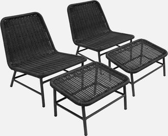 Sweeek Sill&oacute;n Relax Y Reposapi&eacute;s De Aluminio Y Cuerda, Set De 2