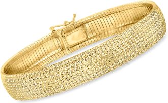 Ross-Simons Italian 18kt Gold Over Sterling Textured and Polished Omega Bracelet